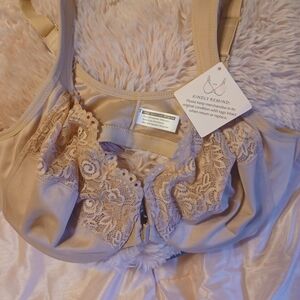 Beige Lace Detail Bra Front Clasp 42DD